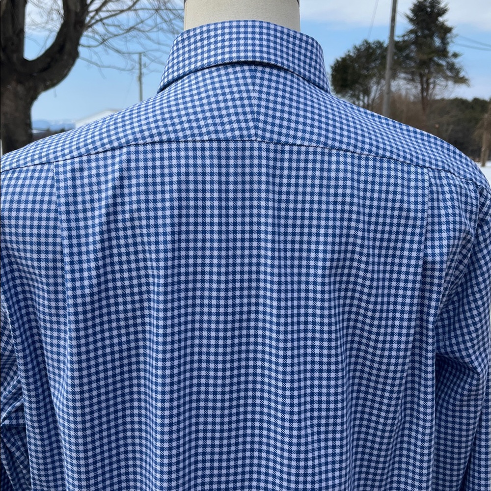 -Peter Millar Blue/White Gingham Button Down L/S As New Shirt Men's Size L - Picture 9 of 14